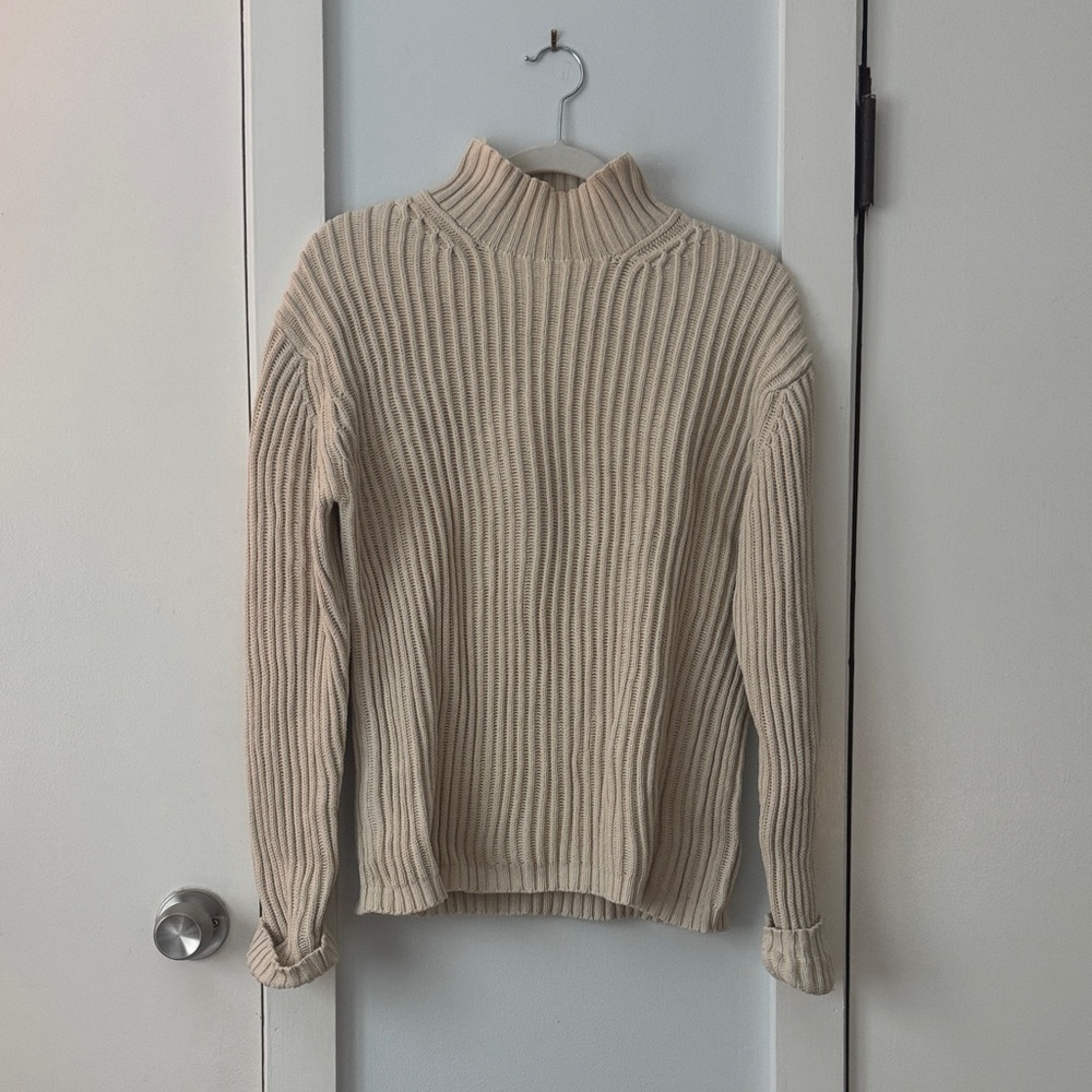 GAP Cream Ribbed Turtleneck Sweater 100% cotton